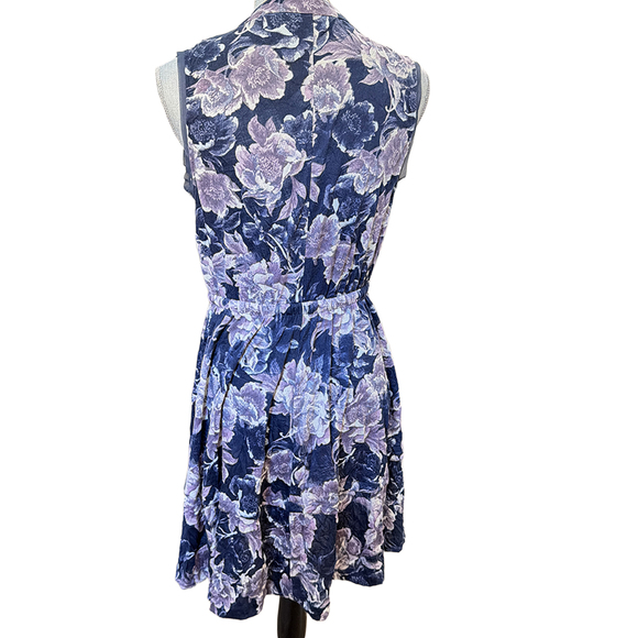 Simply vera Dark floral sleeveless summer flared dress dark cottagecore flirty - Picture 4 of 9